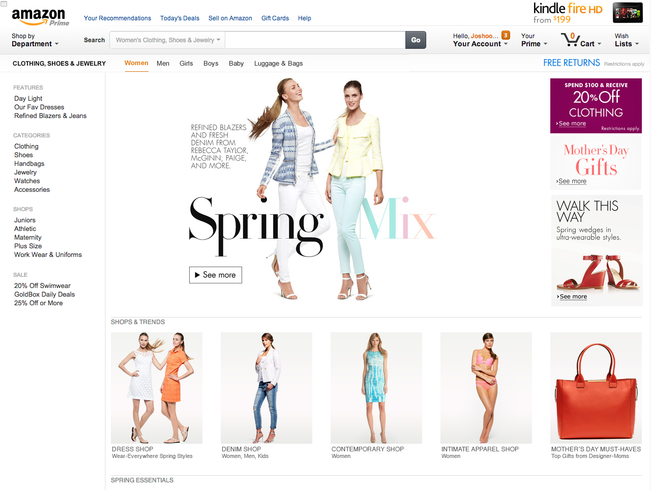 amazon.com Clothing, Shoes & Jewelry page