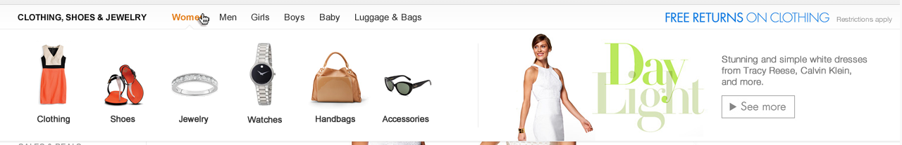 Amazon category navigation