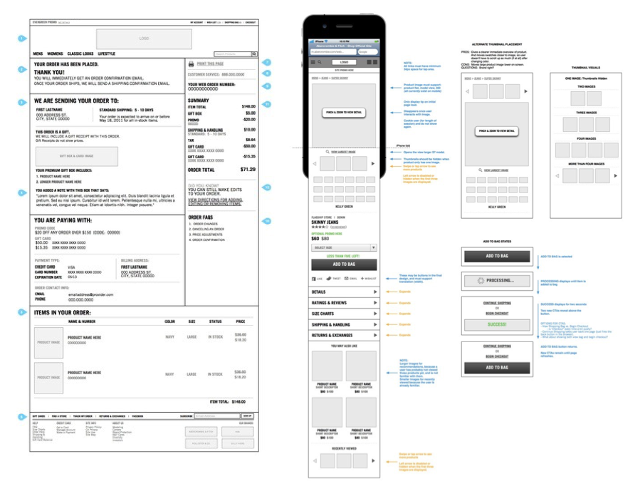 Checkout wireframes