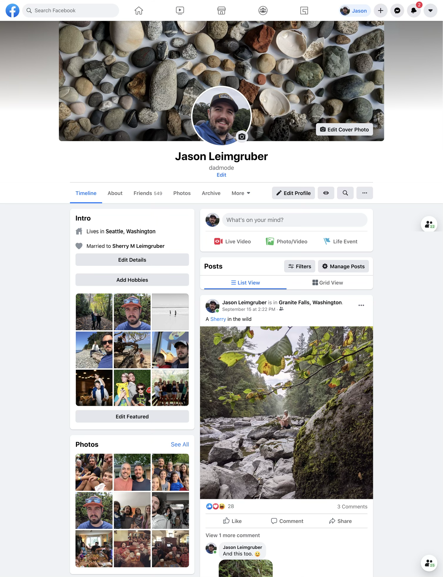Facebook profile redesign — desktop
