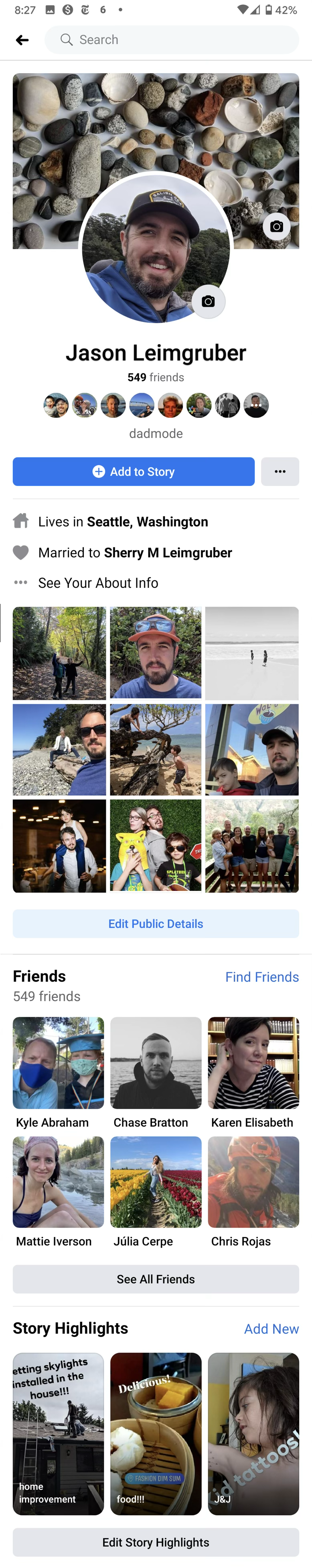 Facebook profile redesign — mobile